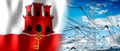 Gibraltar - country flag and electricity pylons