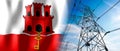 Gibraltar - country flag and electricity pylons - 3D illustration