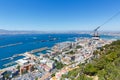 Gibraltar cable car port harbor harbour travel traveling town overview Royalty Free Stock Photo