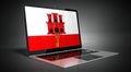 Gibraltar - country flag and binary code on laptop screen