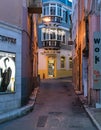 Evening narrow street in center of town