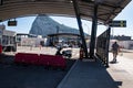 Gibraltar - February 20, 2020: Border crossing from Spain to Gibraltar. Pedestrian and vehicle inspection