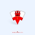 Gibraltar Flag Map Pointer Design with Shadow