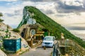 GIBRALTAR, GIBRALTAR, JANUARY 5, 2016: A group of tourists stopped their car on way to top of the upper rock in