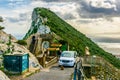 GIBRALTAR, GIBRALTAR, JANUARY 5, 2016: A group of tourists stopped their car on way to top of the upper rock in