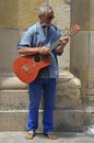 Busker on the street in Gibraltar Royalty Free Stock Photo