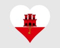 Gibraltar Heart Flag. Gibraltarian Love Shape Flag. British Overseas Territory Banner Icon Sign Symbol Clipart. EPS Vector