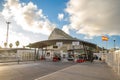 Gibraltar - January 12, 2020: Border crossing from Spain to Gibraltar. Pedestrian and vehicle inspection