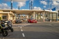 Gibraltar - January 12, 2020: Border crossing from Gibraltar to Spain, passport and baggage control