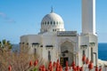 Gibraltar - January 12, 2020: Ibrahim-al-Ibrahim Mosque on the coast of Gibraltar