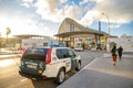 Gibraltar - January 12, 2020: Police car before the border crossing