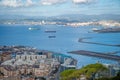 Gibraltar - January 12, 2020: A view of the city of Gibraltar from a fortress in a nature reserve on a hill