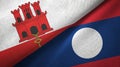 Gibraltar and Laos two flags textile cloth