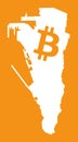 Gibraltar map with bitcoin crypto currency symbol illustration