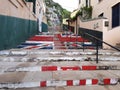 Gibraltar`s stairs creating an image of the Union Jack