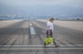 Pedestrian crossing Gibraltar airport and public road. Motion blurred