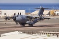 GIBRALTAR, UNITED KINGDOM - 2020 AUGUST 18: AIRBUS A400 LANDING AT GIBRALTAR AIRPORT LXGB