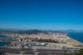 Gibraltar, United Kingdom, February 20, 2020:-The town of Gibraltar viewed from up the Rock. Gibraltar is a British Overseas