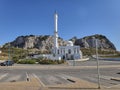 Gibraltar, United Kingdom - 06 08 2014: Mosque at Europa point in front of the famous rock of Gibraltar in the british sovereign