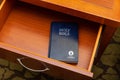 Gideons Bible in drawer