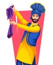 Indian Punjabi happy young man enjoying occasions like Lohri and Baisakhi function performing bhangra party dance