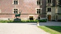 Deer statue in court of castle Chateau de Gien