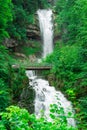 Giessbach Falls waterfall in Switzerland on an overcast day Royalty Free Stock Photo
