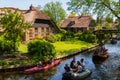 Giethoorn, Netherlands, May 30, 2021. The famous village of Giethoorn in the Netherlands with traditional dutch houses, gardens