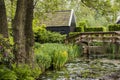 Pond and Garden in Giethoorn Royalty Free Stock Photo