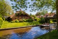 Giethoorn, Netherlands, May 30, 2021. Unknown people in the famous village of Giethoorn in the Netherlands with traditional dutch