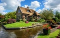 Giethoorn water village, Netherlands, on a sunny summer day
