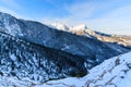 Giewont mountain in winter at sunrise