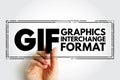 GIF Graphics Interchange Format - type of bitmap image format, acronym text stamp concept background