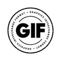 GIF Graphics Interchange Format - type of bitmap image format, acronym text stamp concept background