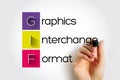 GIF Graphics Interchange Format - type of bitmap image format, acronym text concept background