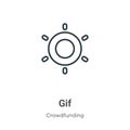 Gif outline vector icon. Thin line black gif icon, flat vector simple element illustration from editable crowdfunding concept