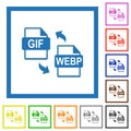 GIF WEBP file conversion flat framed icons