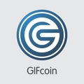 Gifcoin Cryptocurrency Coin. Vector Colored Logo of GIF.