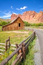 Gifford Barn by a road in Capitol Reef National Park, USA Royalty Free Stock Photo