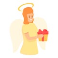 Gift angel icon, cartoon style Royalty Free Stock Photo