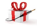 Gift with audio cable Royalty Free Stock Photo