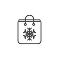 Gift bag with Snowflake line icon, outline vector sign, linear p