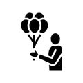 gift balloon holding human glyph icon vector illustration Royalty Free Stock Photo