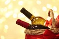 Gift basket with bottles of wine