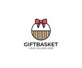 Gift Basket Logo Template. Hamper Vector Design