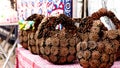 Gift basket made of pine cones Royalty Free Stock Photo