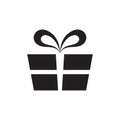 Gift - black icon on white background vector illustration. Present concept sign. Graphic design element.