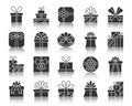 Gift black silhouette icons vector set Royalty Free Stock Photo