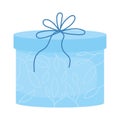 Gift in blue box semi flat color vector object Royalty Free Stock Photo