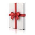 Gift book , blank book with red ribbon and bow isolated on white background